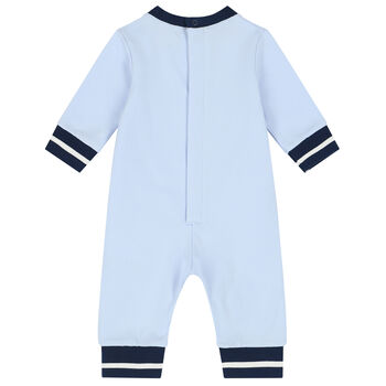 Baby Boys Blue Logo & Animals Romper